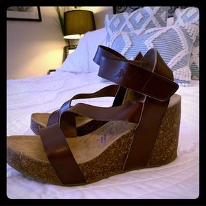 Blowfish brown wedge sandals